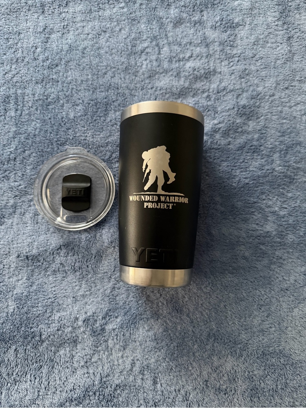 Yeti *RARE* Black Wounded Warrior Project Rambler Tumbler with Clear Lid